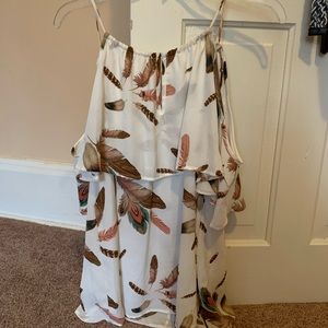 Feather cold shoulder blouse